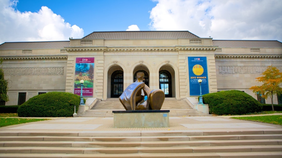 The Columbus Museum of Art with a sculpture in front of it.