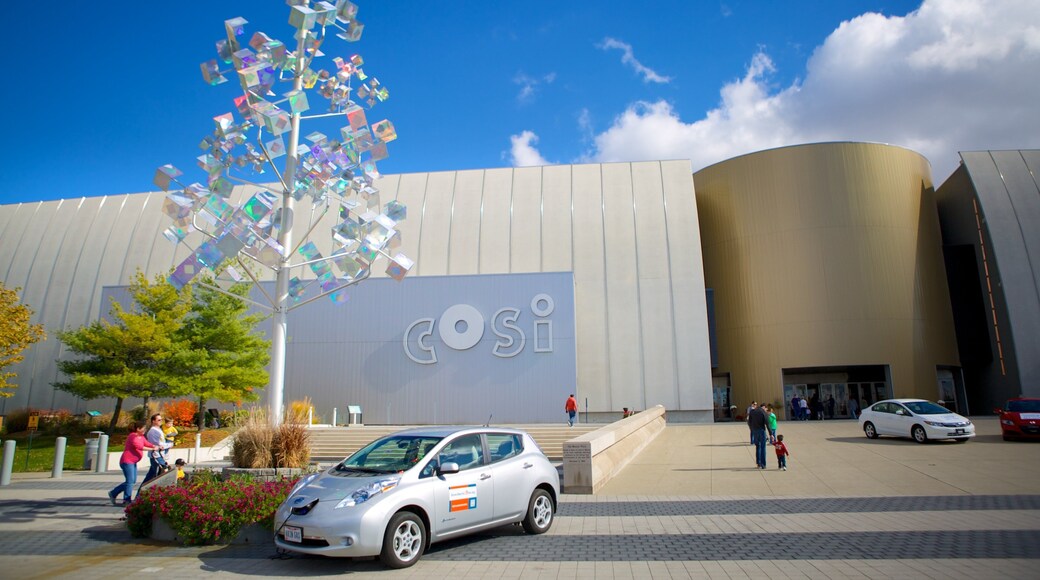 COSI which includes signage, outdoor art and modern architecture