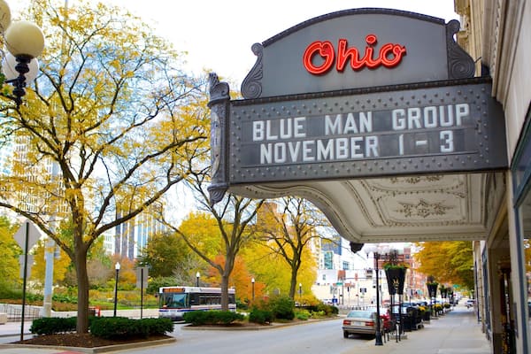 Ohio Theatre which includes signage, theater scenes and street scenes
