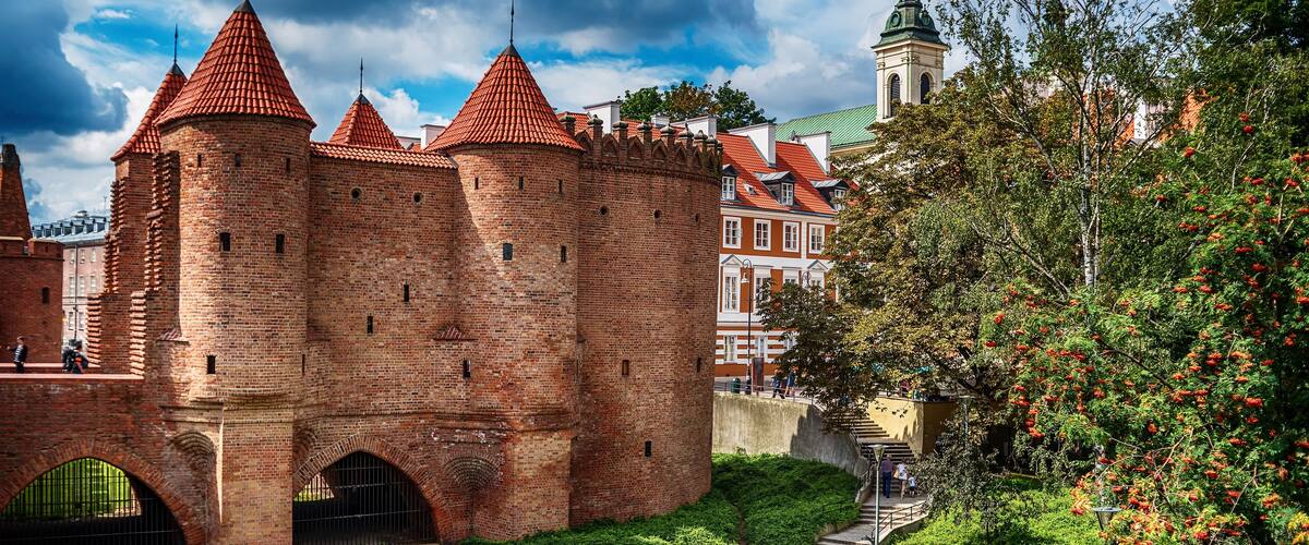 Warsaw, Poland: the Warsaw Barbacan, Polish barbakan warszawski in the summer, Shutterstock ID 699295069, Purchase Order: -