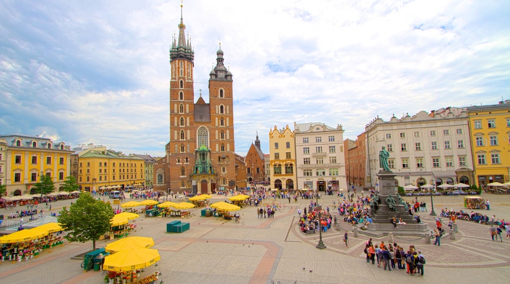 St. Mary\'s Basilica featuring a monument, a square or plaza and a church or cathedral