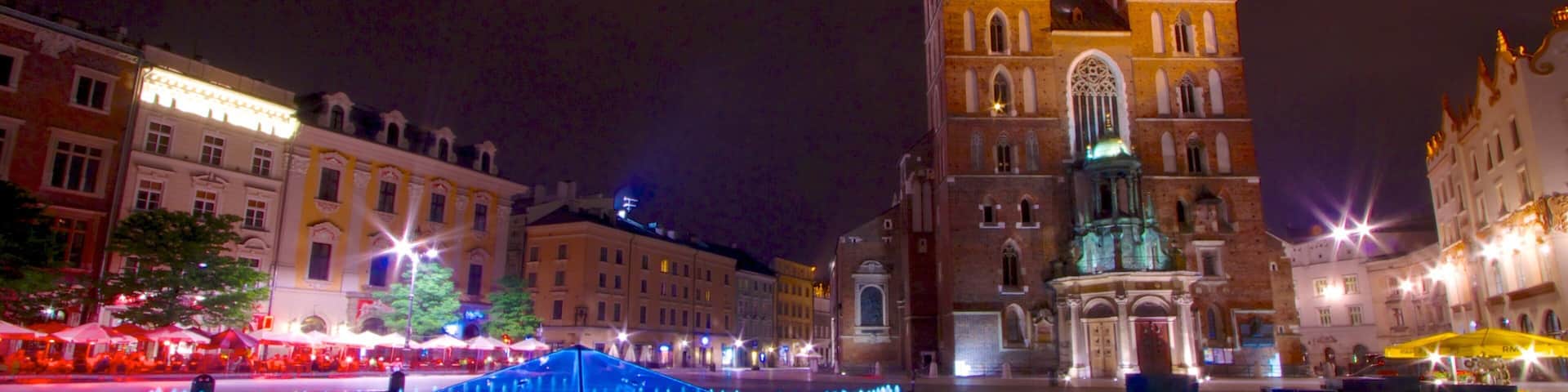 St. Mary\'s Basilica featuring a square or plaza, a church or cathedral and a city