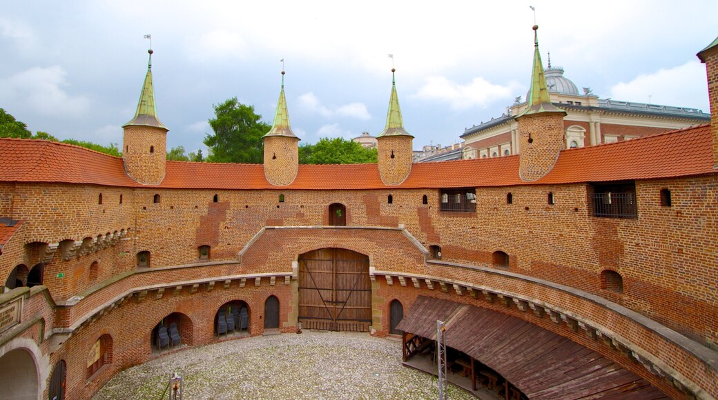 Barbican de Cracovia ofreciendo arquitectura patrimonial y un castillo