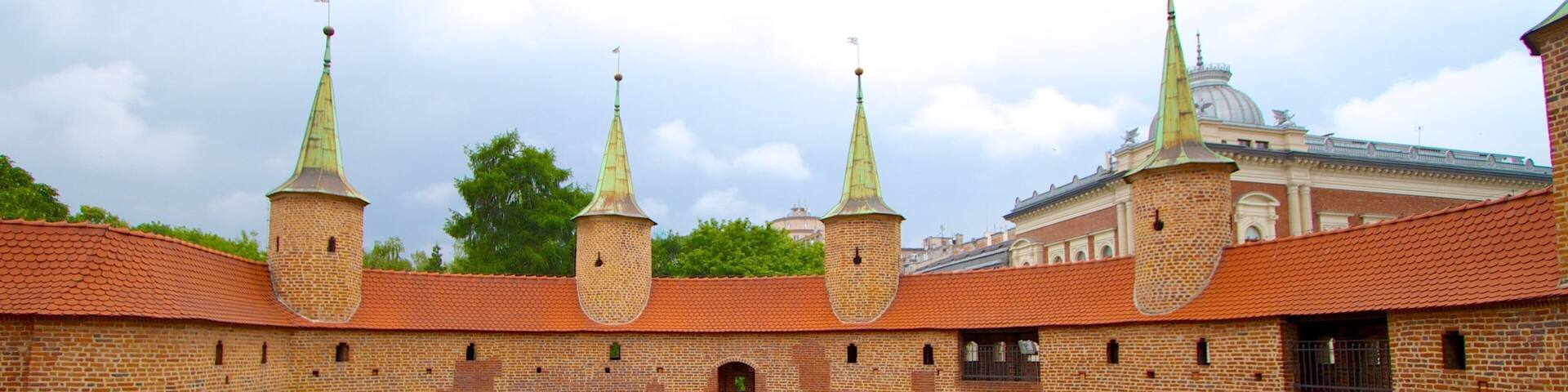 Krakow Barbican which includes a castle and heritage architecture