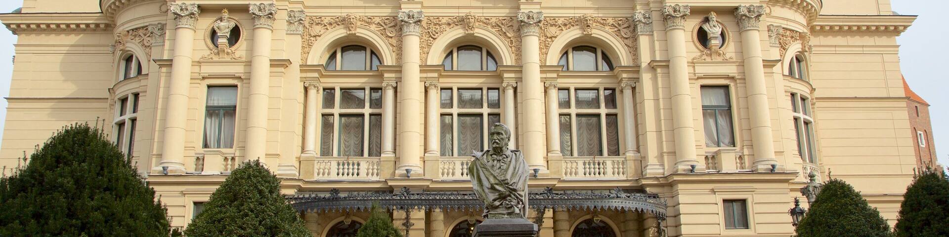 Juliusz Slowacki Theater showing theater scenes, heritage architecture and heritage elements