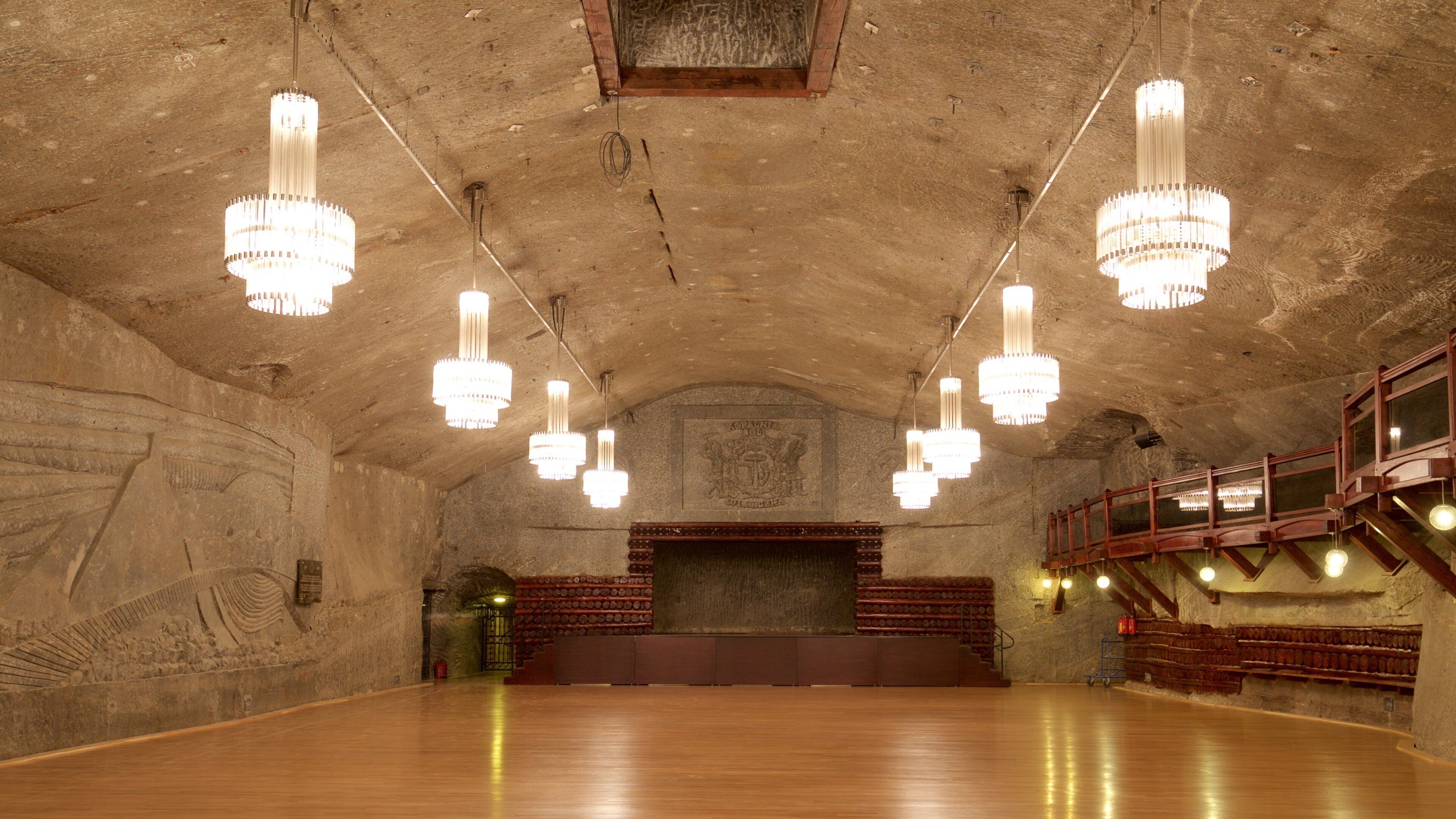 Wieliczka Salt Mine featuring interior views