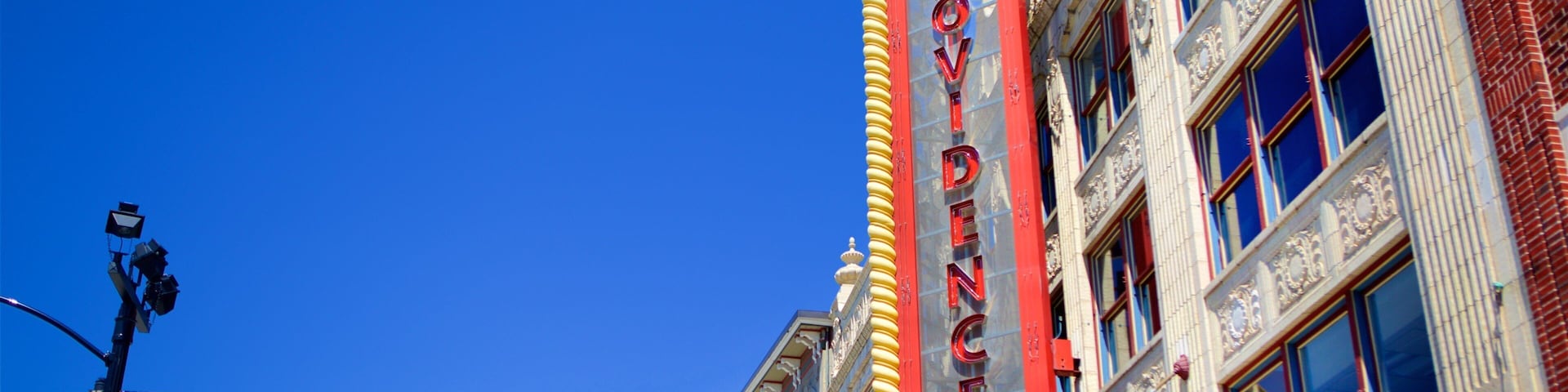 Providence Performing Arts Center which includes signage and a city