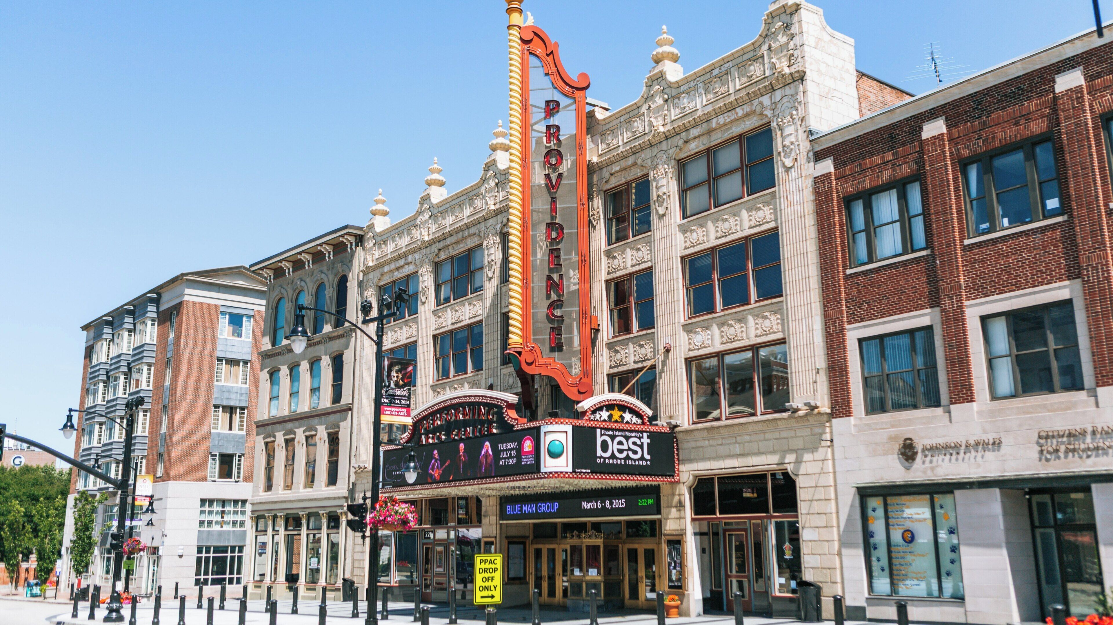 Historic Providence Performing Arts Center showcases stunning architecture in downtown Providence, Rhode Island, drawing visitors for entertainment and cultural events