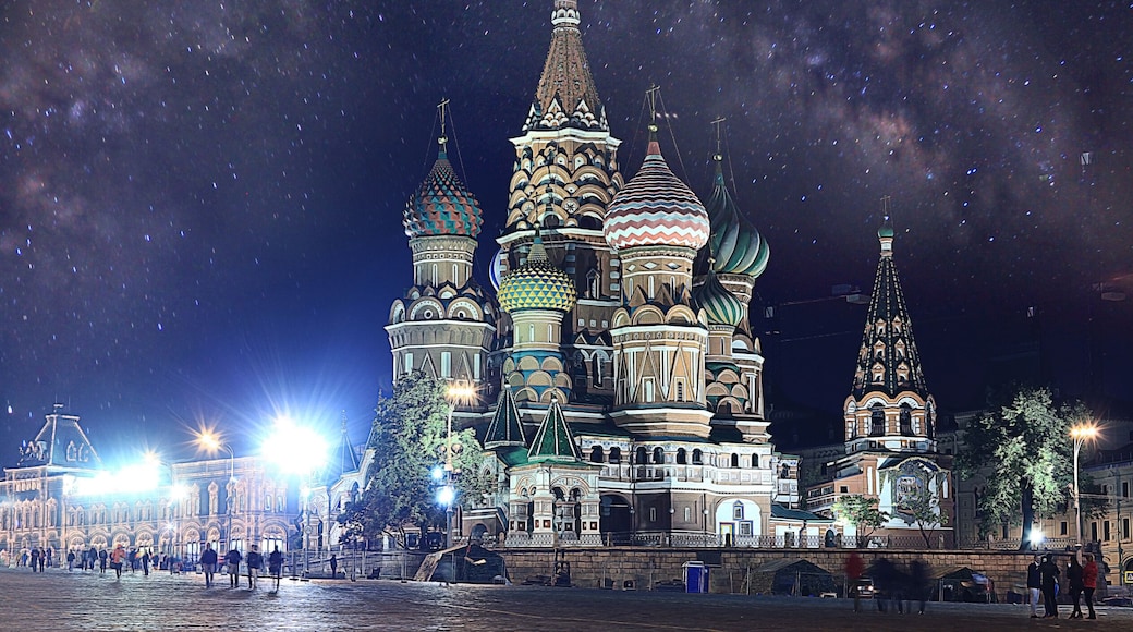 winter night landscape in the center of Moscow