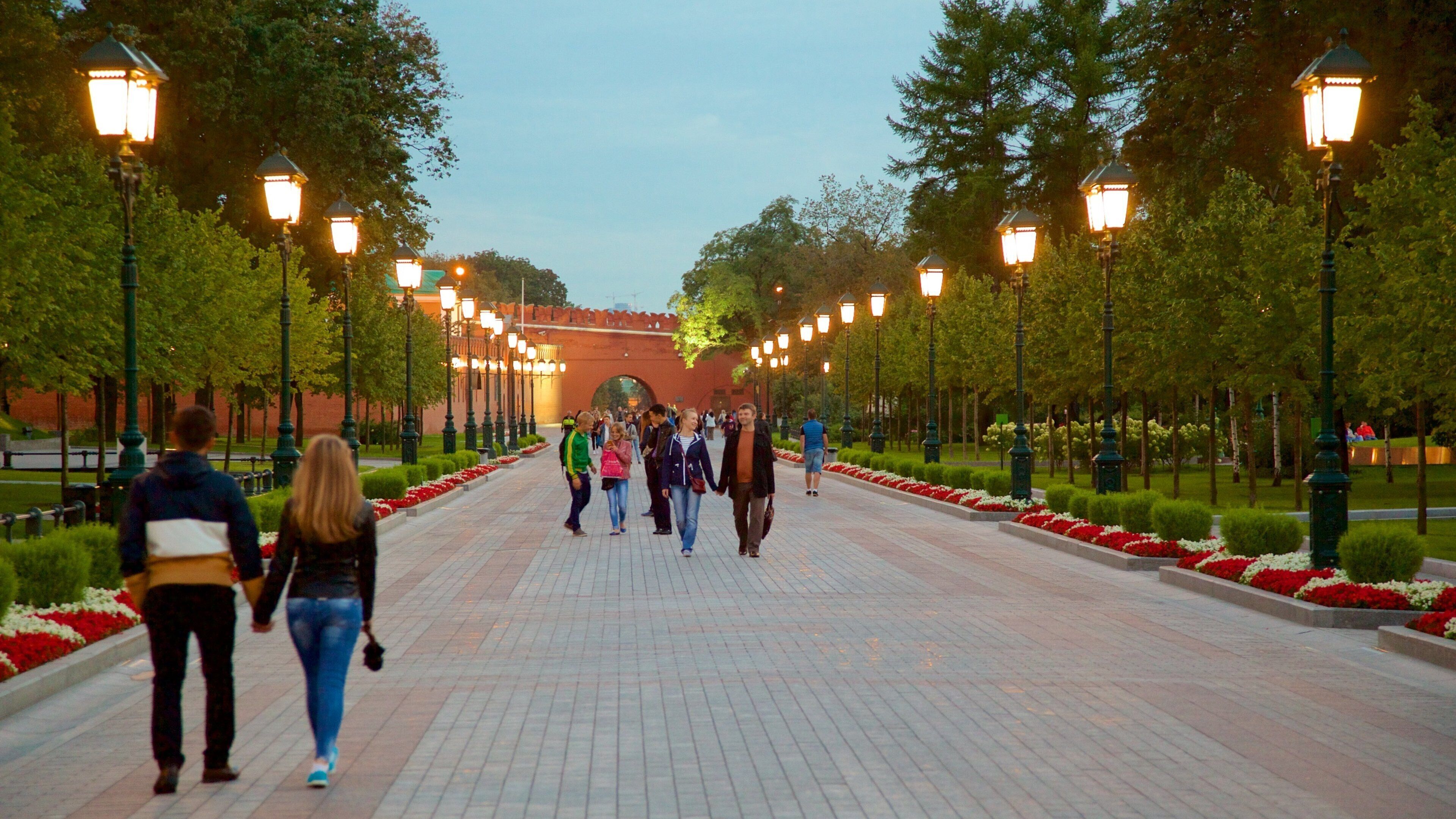 Jardines de Alejandro mostrando un jardín y también una pareja