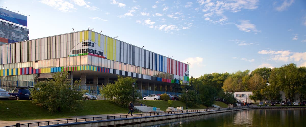 Ostankino TV Tower showing a pond