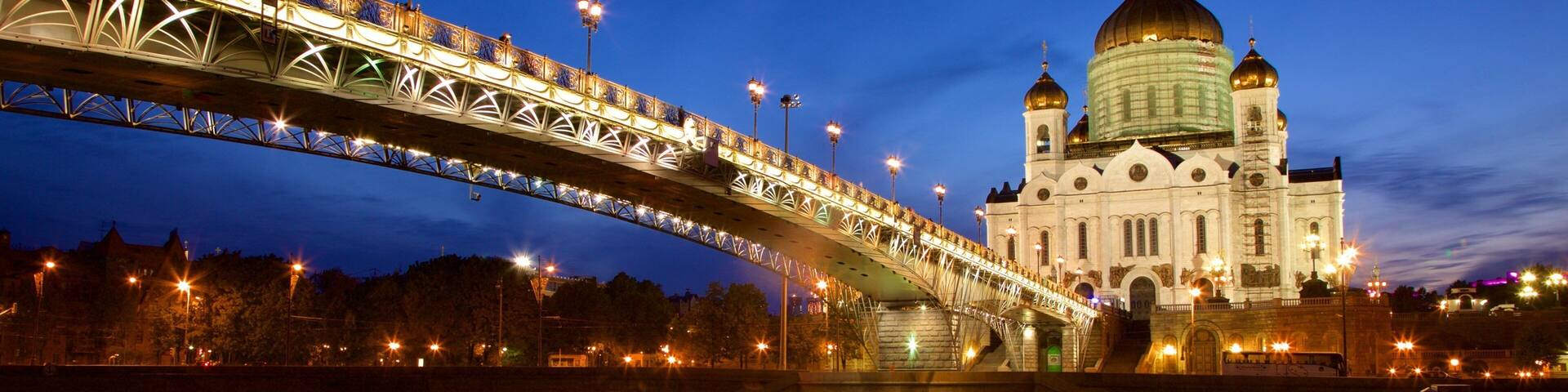 Cathedral of Christ the Savior which includes a river or creek, a bridge and heritage architecture