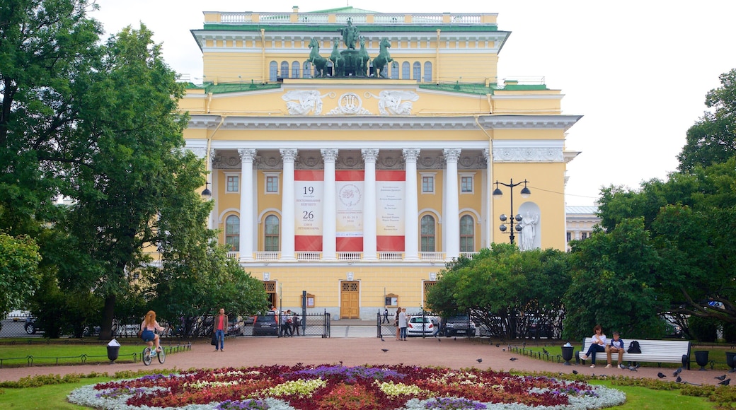 Alexandrinsky Theatre which includes a garden and heritage architecture