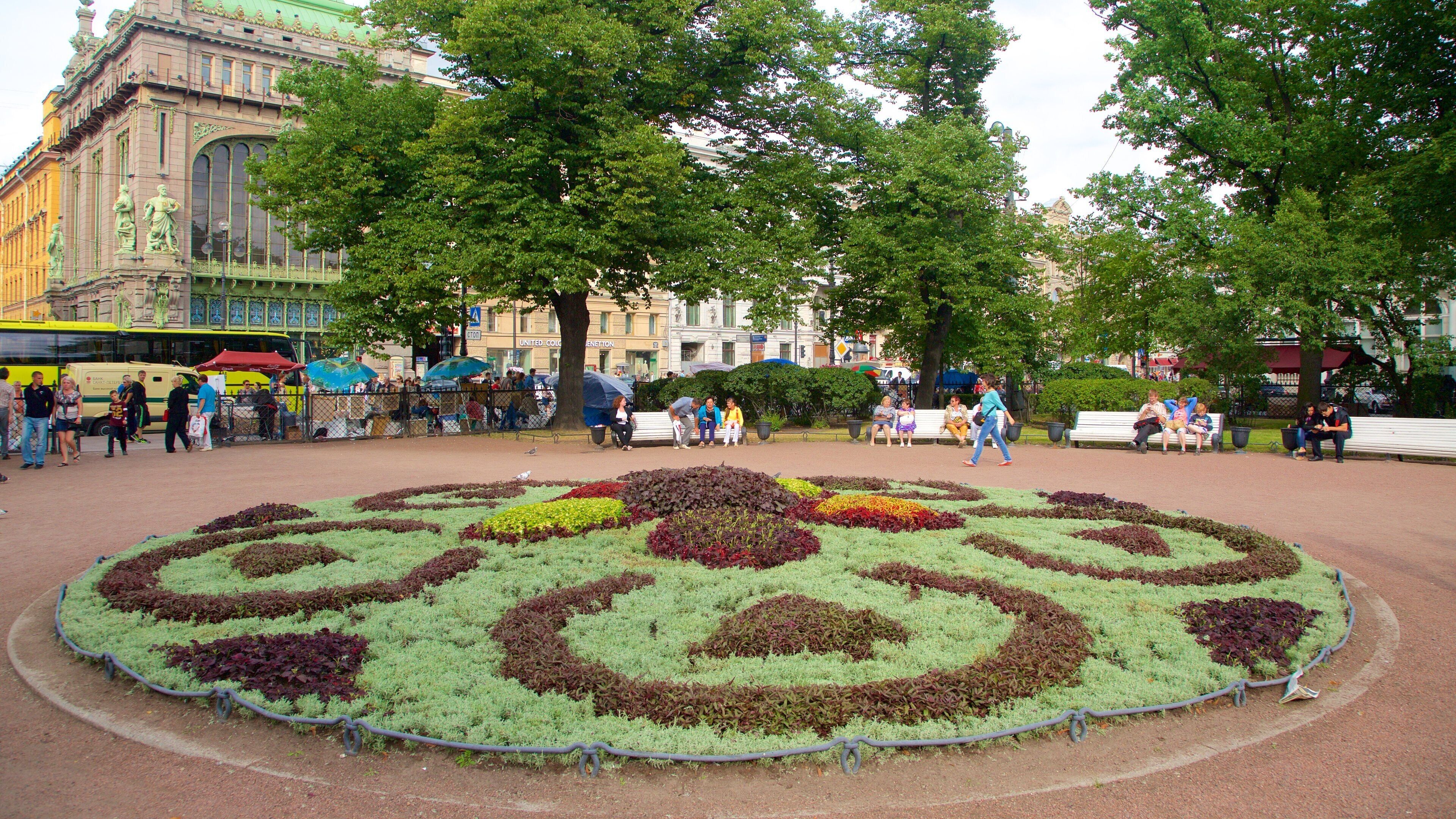 Alexandrinsky Theatre featuring a park and flowers
