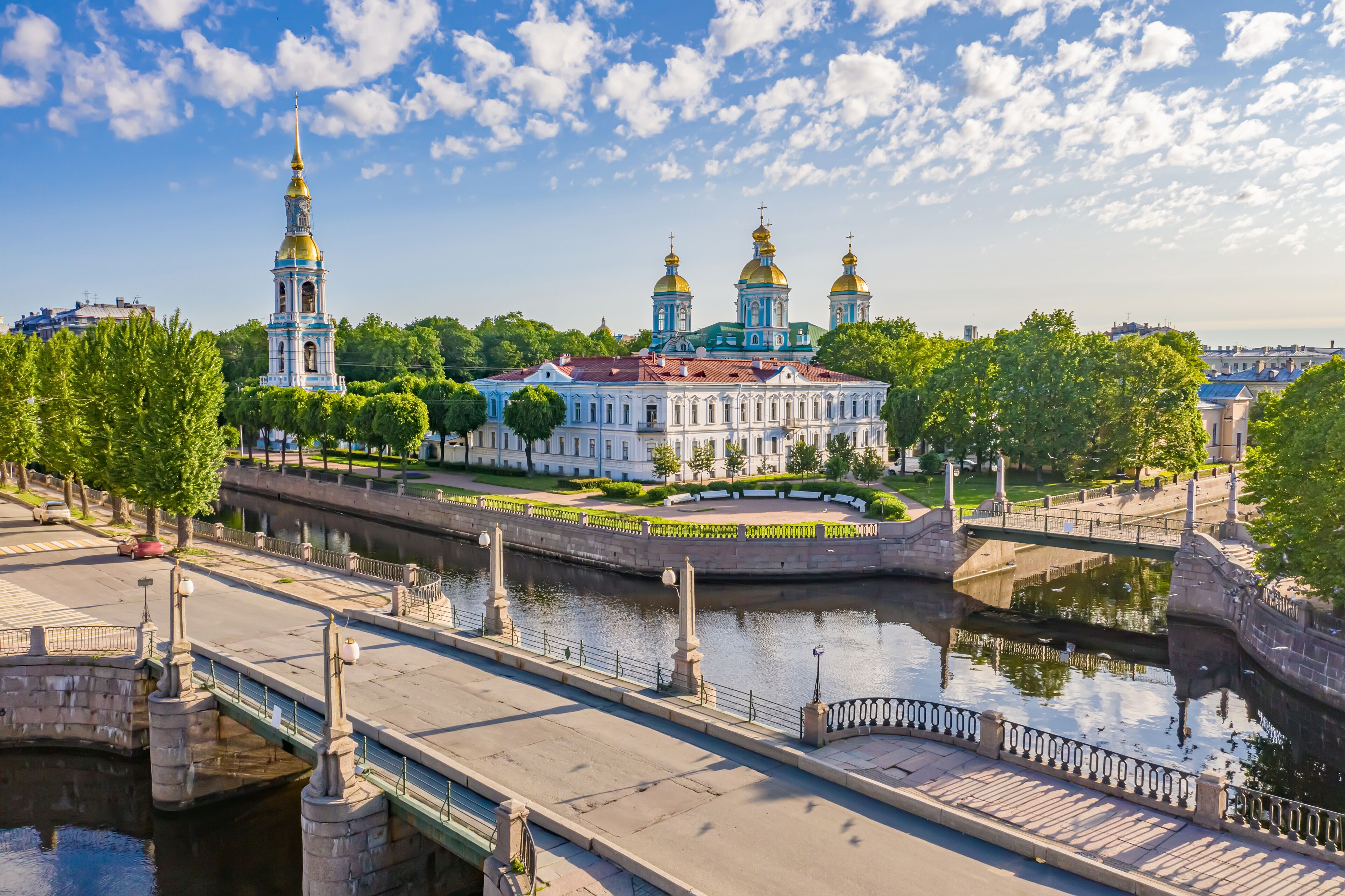 Saint Petersburg. Russia. St. Nicholas Naval Cathedral on the Kryukov channel.  St. Petersburg landscape. Neva river. Russian cities. Petersburg streets. Petersburg bridges.