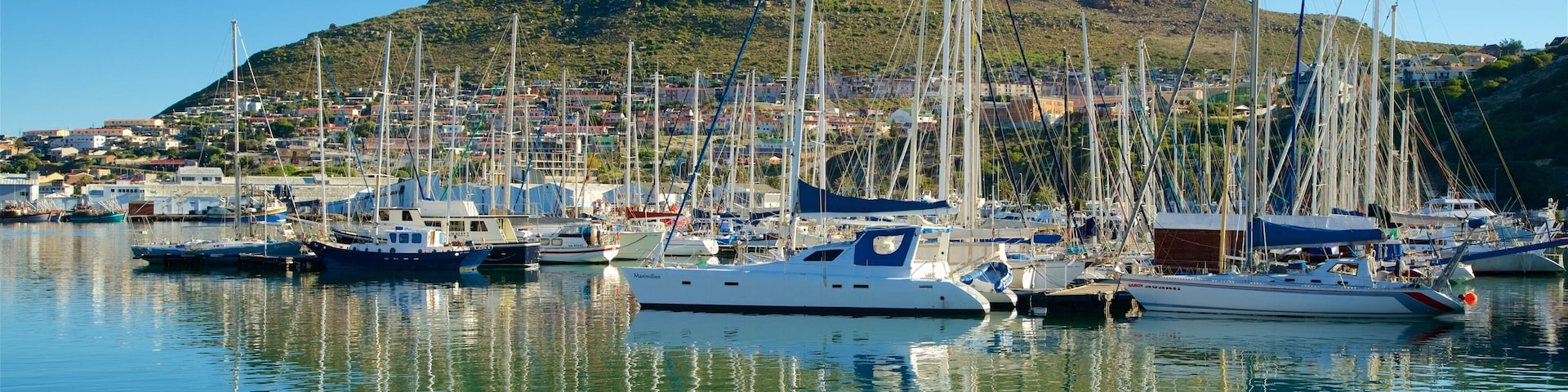 Hout Bay Beach showing a marina