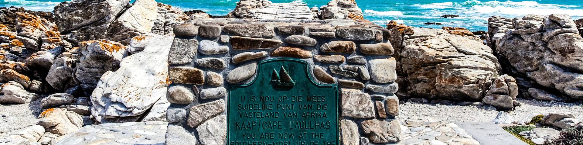 Monument for the most Southern tip of the African continent in Cape l'Agulhas, Western Cape, South Africa, Africa