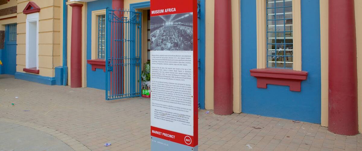 Museum Africa which includes signage and a city