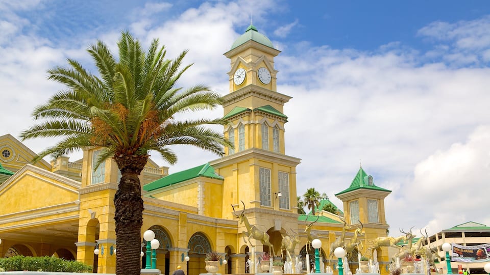 Gold Reef City mostrando una ciudad, patrimonio de arquitectura y distrito financiero central