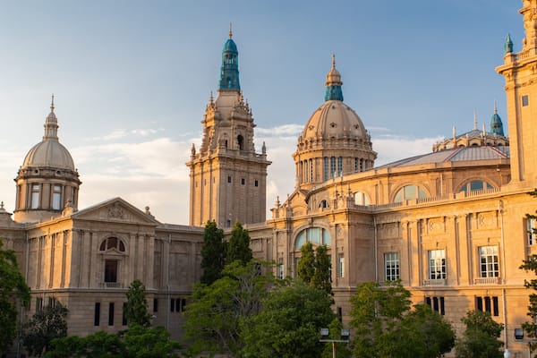 National Art Museum of Catalonia showing a sunset and heritage architecture