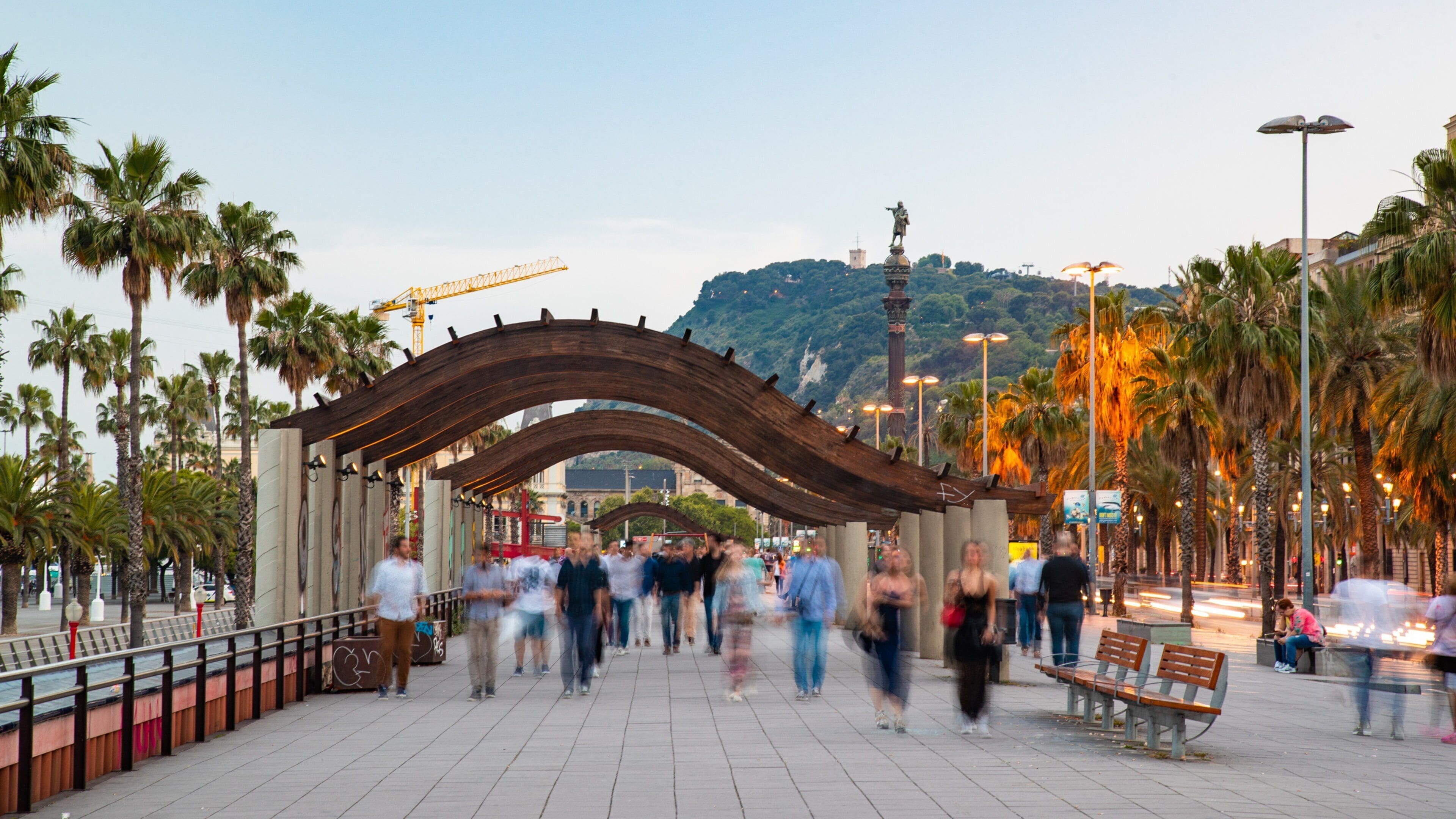 Port Vell which includes street scenes as well as a small group of people