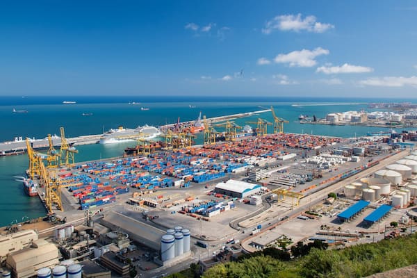Montjuic Castle which includes general coastal views, landscape views and a marina