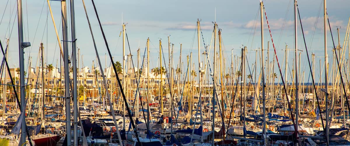 Port Olimpic featuring a bay or harbor