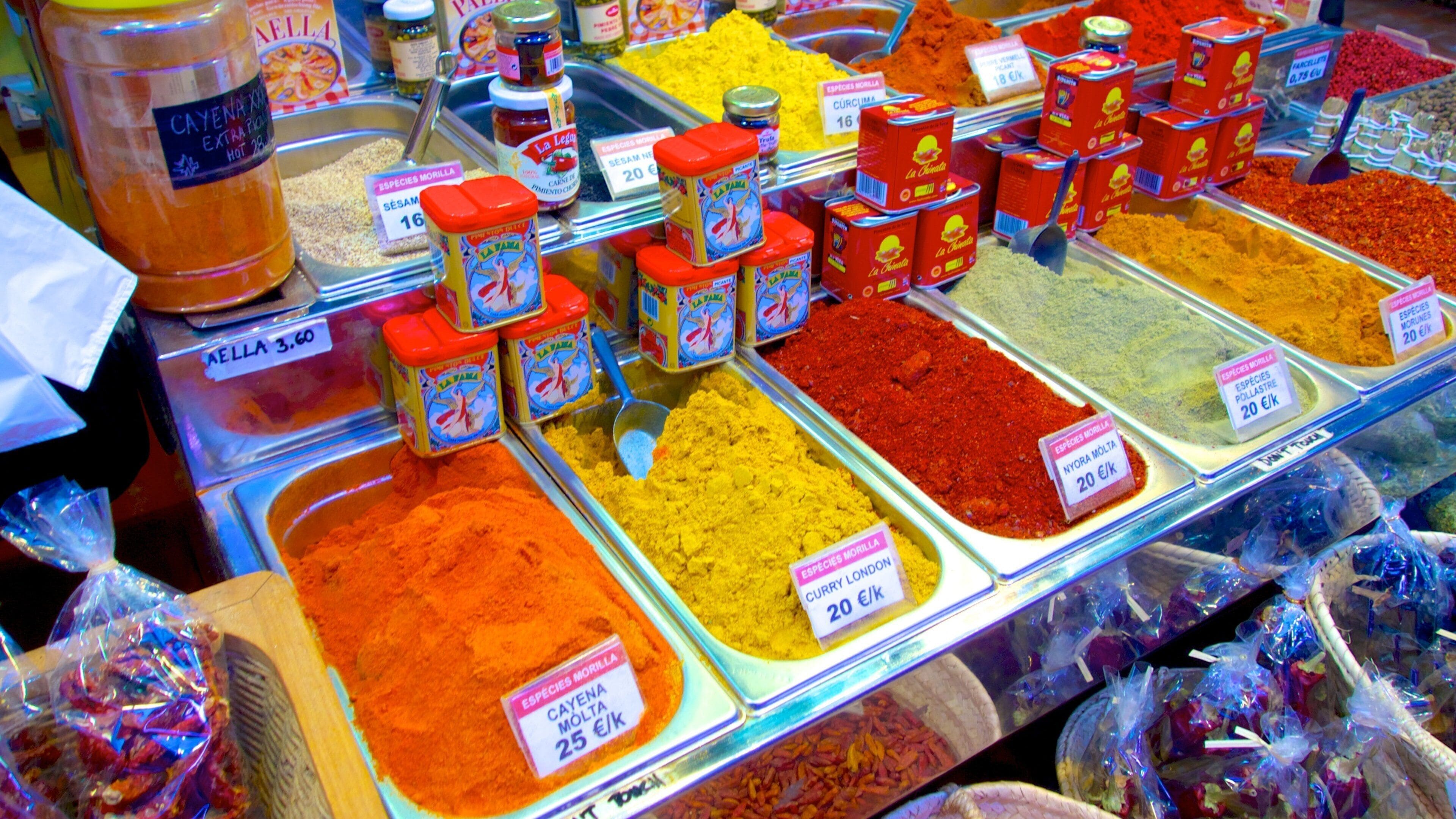 Boqueria Market which includes food and markets