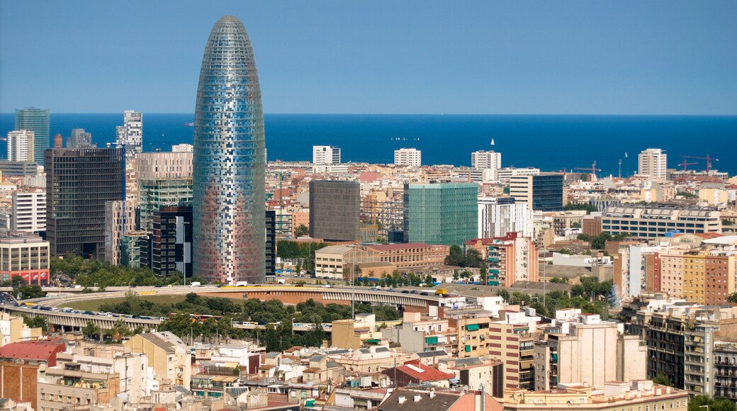 Overlooking the city of Barcelona in front of the Agbar Tower