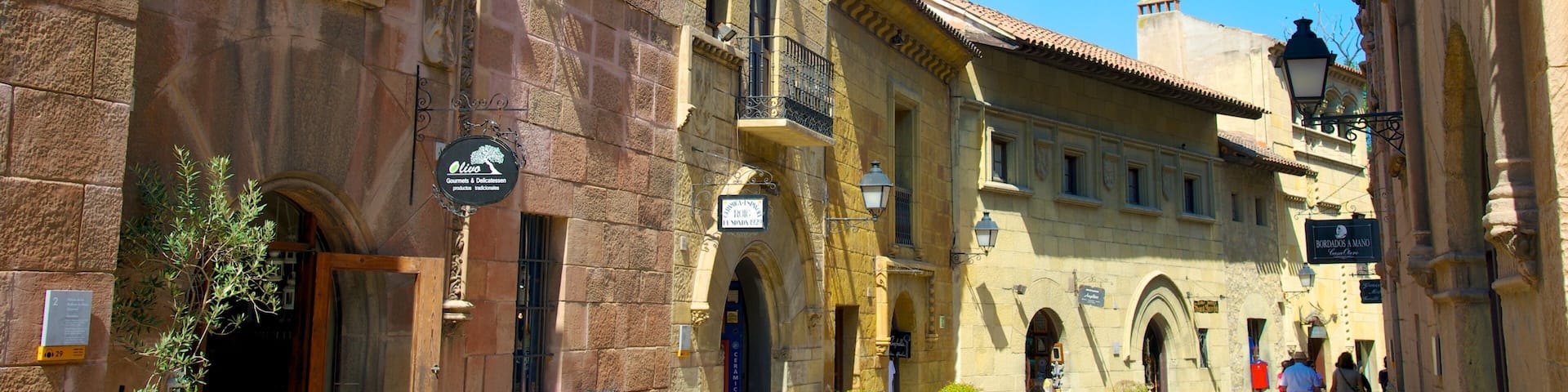 Poble Espanyol featuring heritage architecture and street scenes