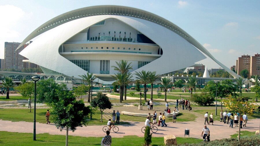 Palacio de las Artes Reina Sofía que incluye palacio, ciclismo y una ciudad