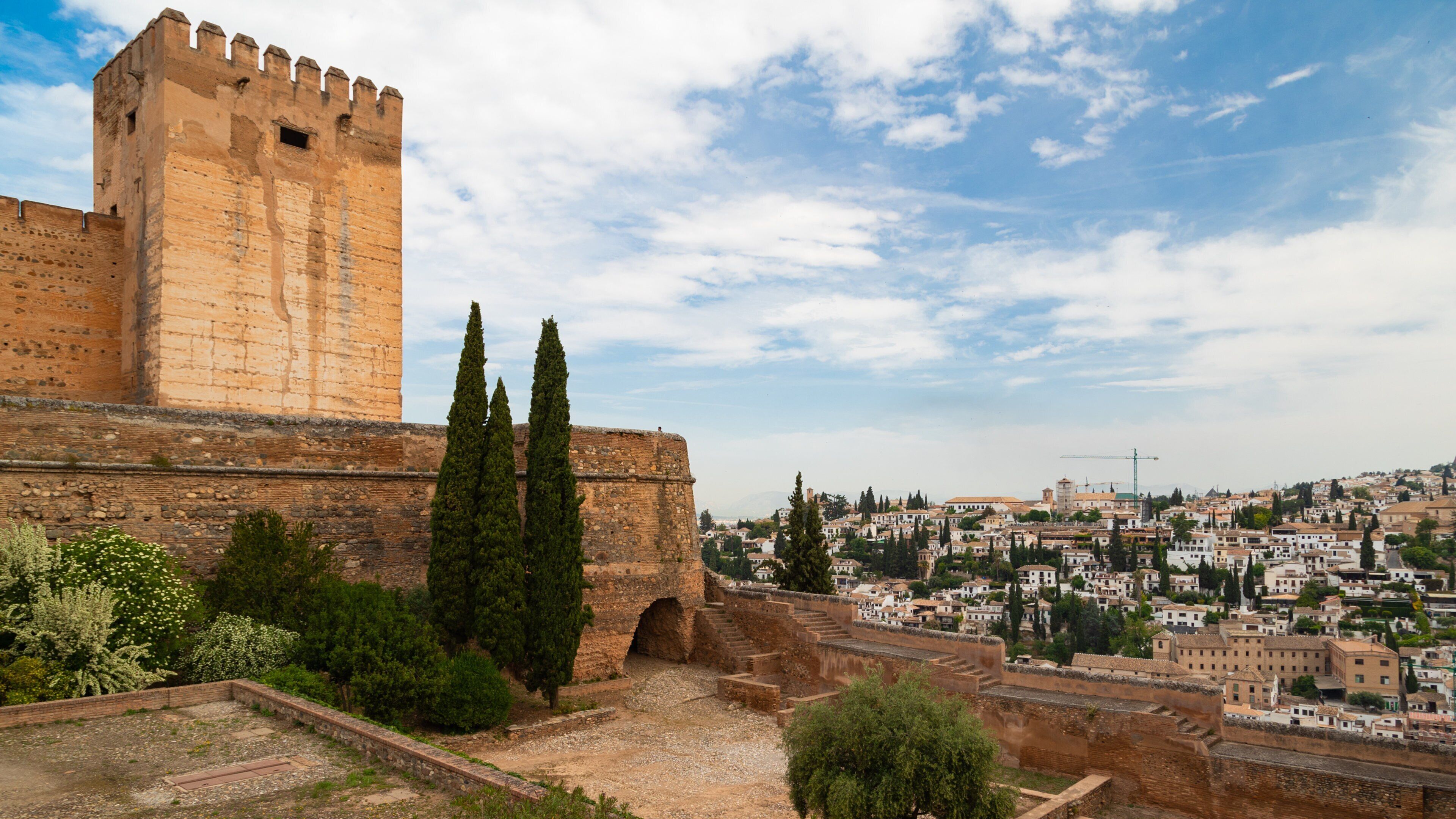 Alhambra showing heritage elements, a city and chateau or palace