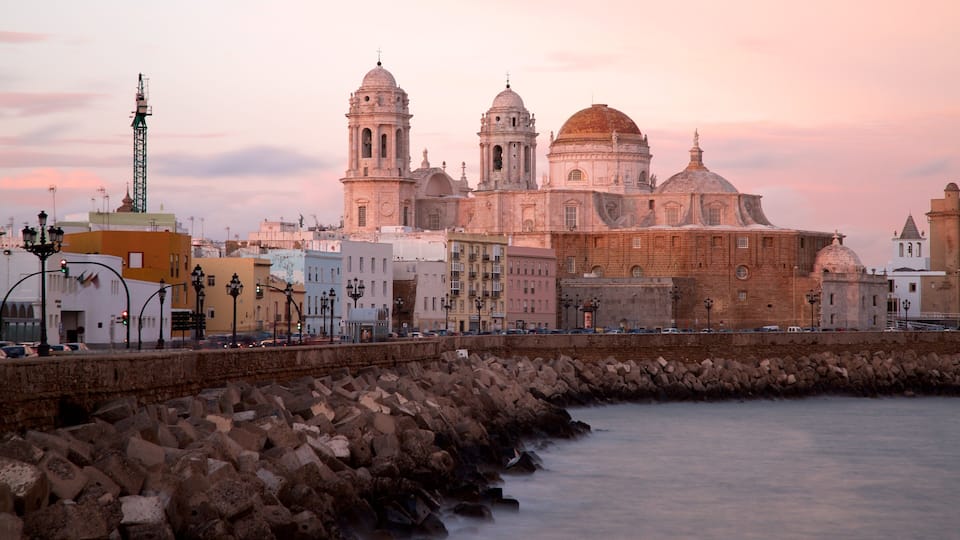 Catedral Nueva which includes rugged coastline, a city and general coastal views