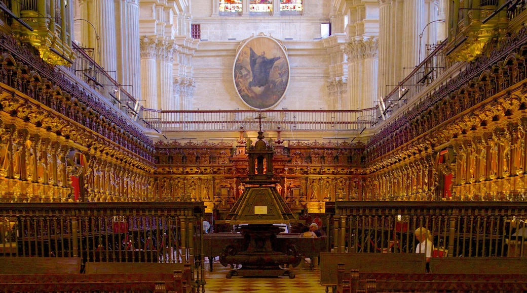 Málaga Cathedral showing interior views, heritage architecture and religious aspects
