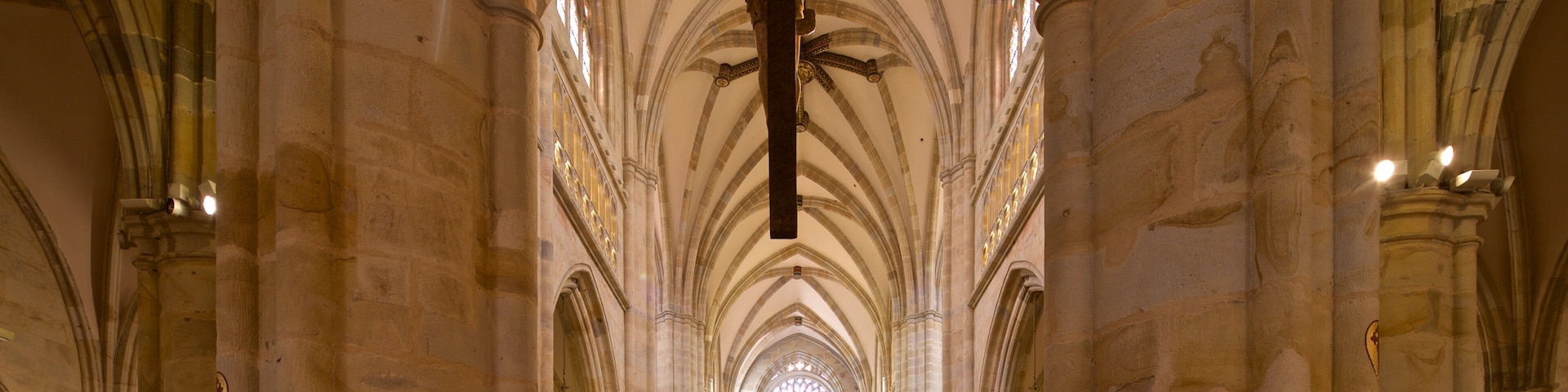 Santiago Cathedral which includes interior views, heritage elements and a church or cathedral
