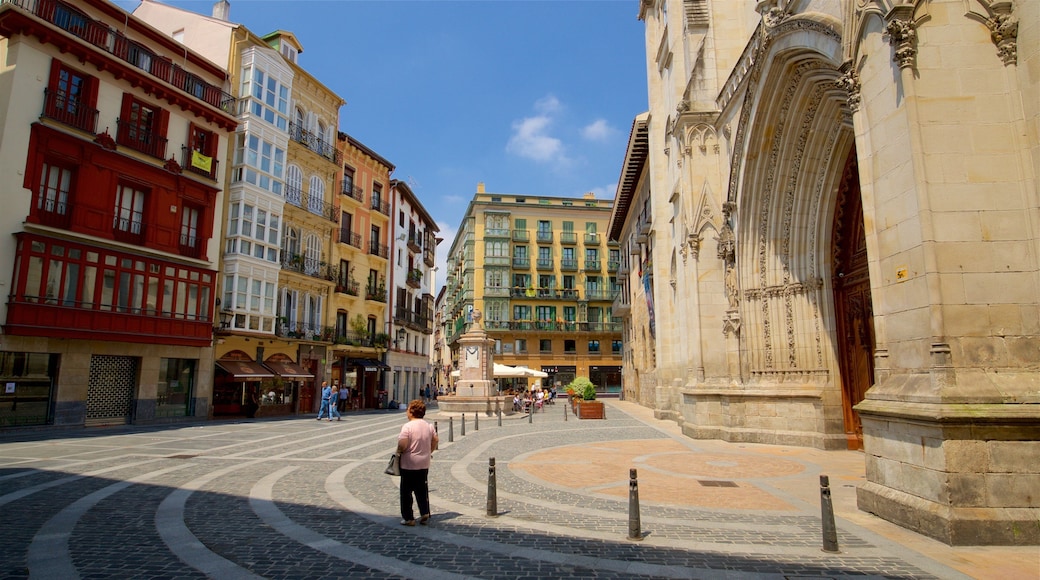 Santiago Cathedral which includes heritage elements and street scenes as well as an individual female