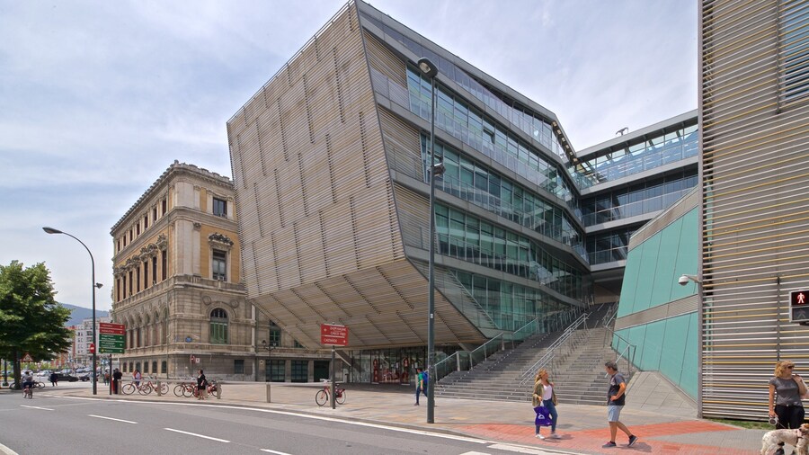 Bilbao City Hall which includes a city, street scenes and modern architecture
