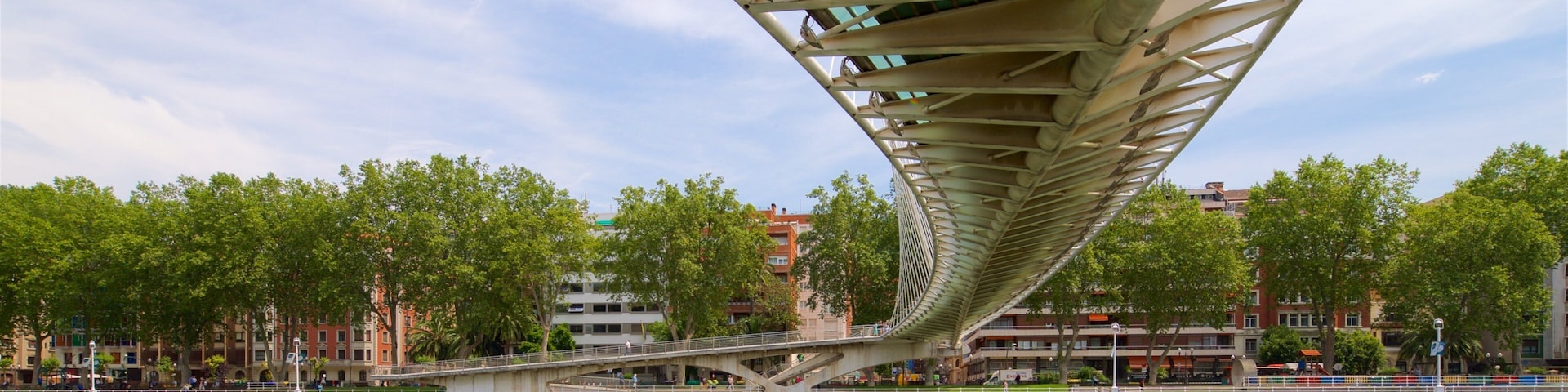 Puente Zubizuri ofreciendo un puente y un río o arroyo