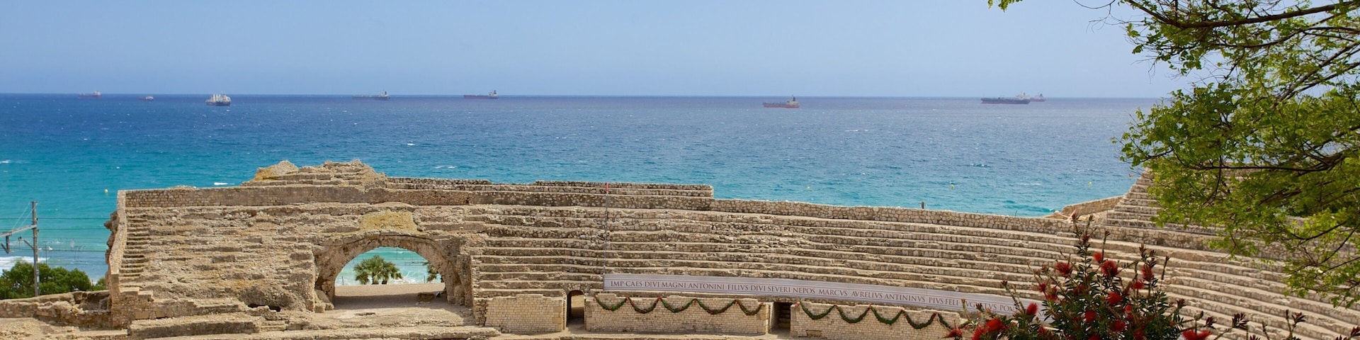 Tarragona Amphitheatre featuring general coastal views, rocky coastline and a ruin