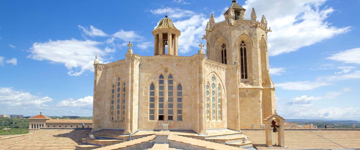 Tarragona Cathedral which includes a church or cathedral, religious aspects and heritage architecture
