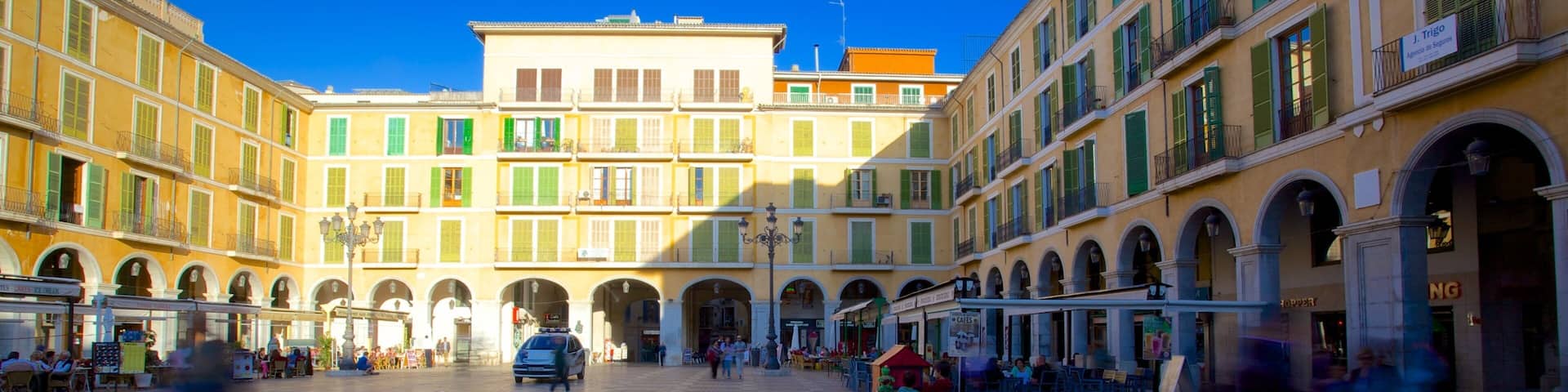 Plaza Mayor de Palma Plads som viser en plads eller et torv og historiske bygningsværker