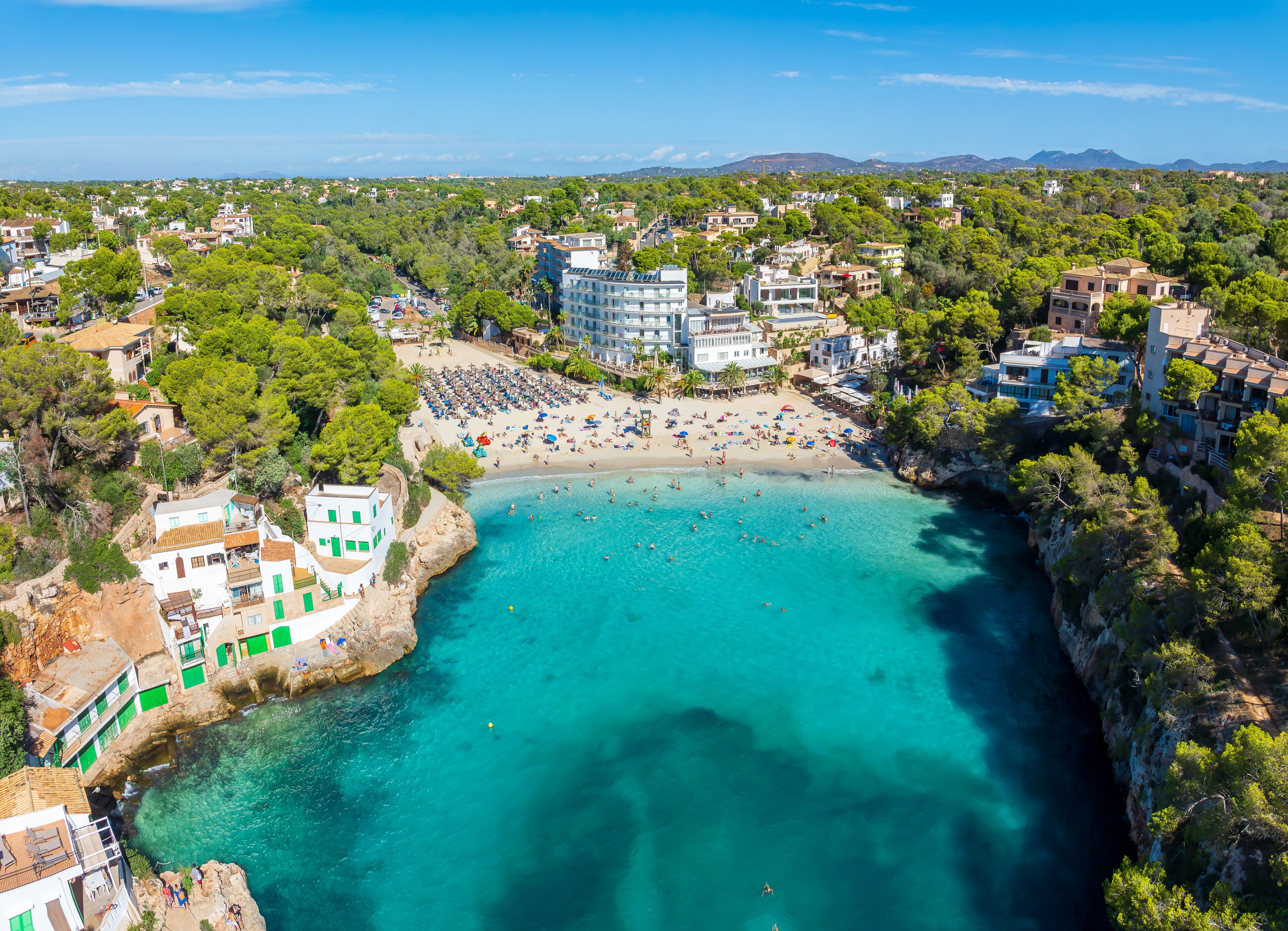 Landscape with Cala Santanyi, a picturesque beach cove in Mallorca, Spain