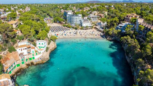Landscape with Cala Santanyi, a picturesque beach cove in Mallorca, Spain