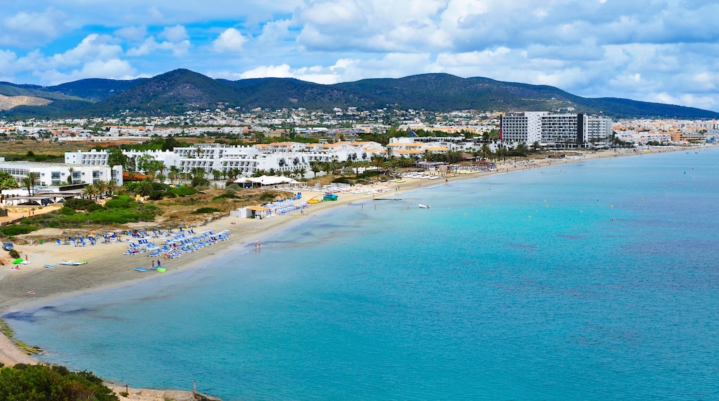 Platja den Bossa beach in Ibiza, Spain