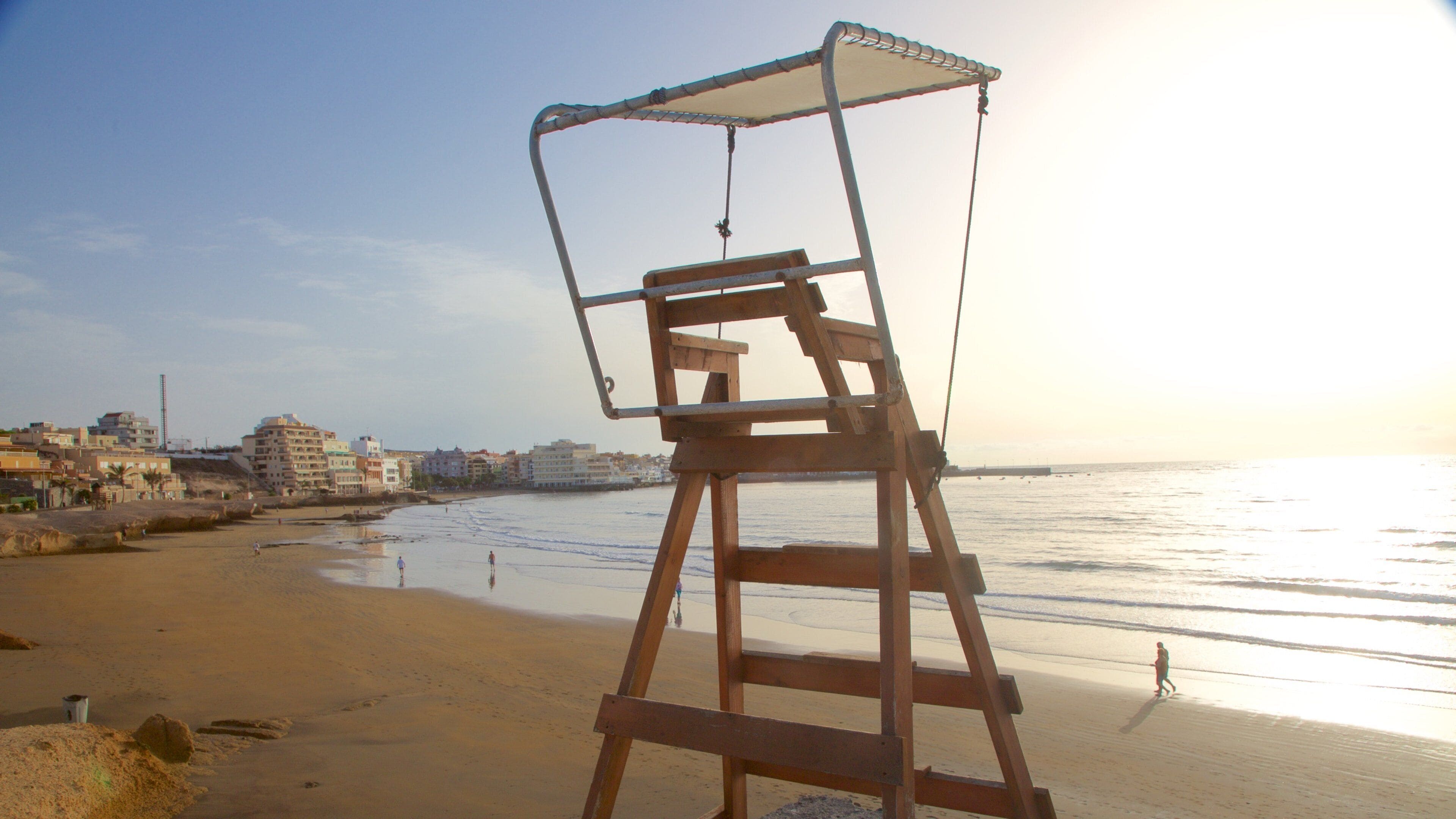El Medano Beach featuring a coastal town, a beach and general coastal views