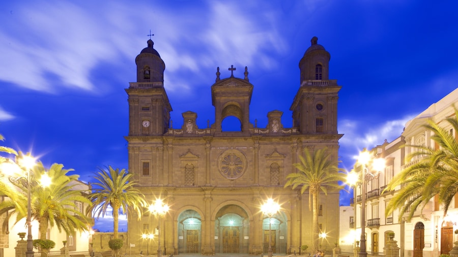 Cathedral of Santa Ana featuring a square or plaza, heritage architecture and religious elements