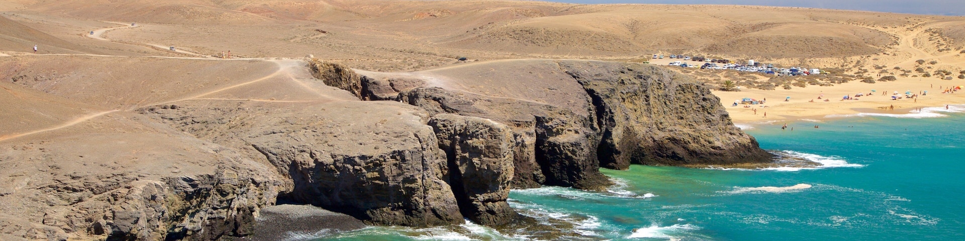 Papagayo Strand das einen allgemeine Küstenansicht, ruhige Szenerie und schroffe Küste