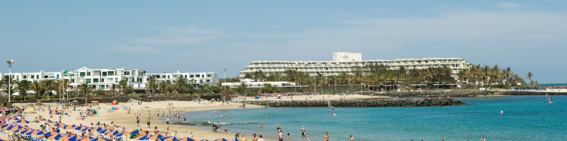 Parasols on Puerto del Carmen beach, Lanzarote