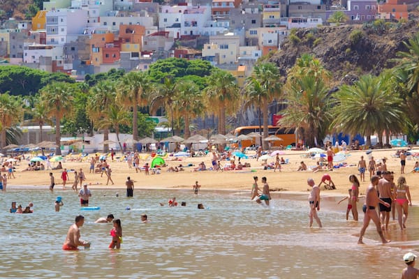 Teresitas Beach which includes swimming, general coastal views and a sandy beach
