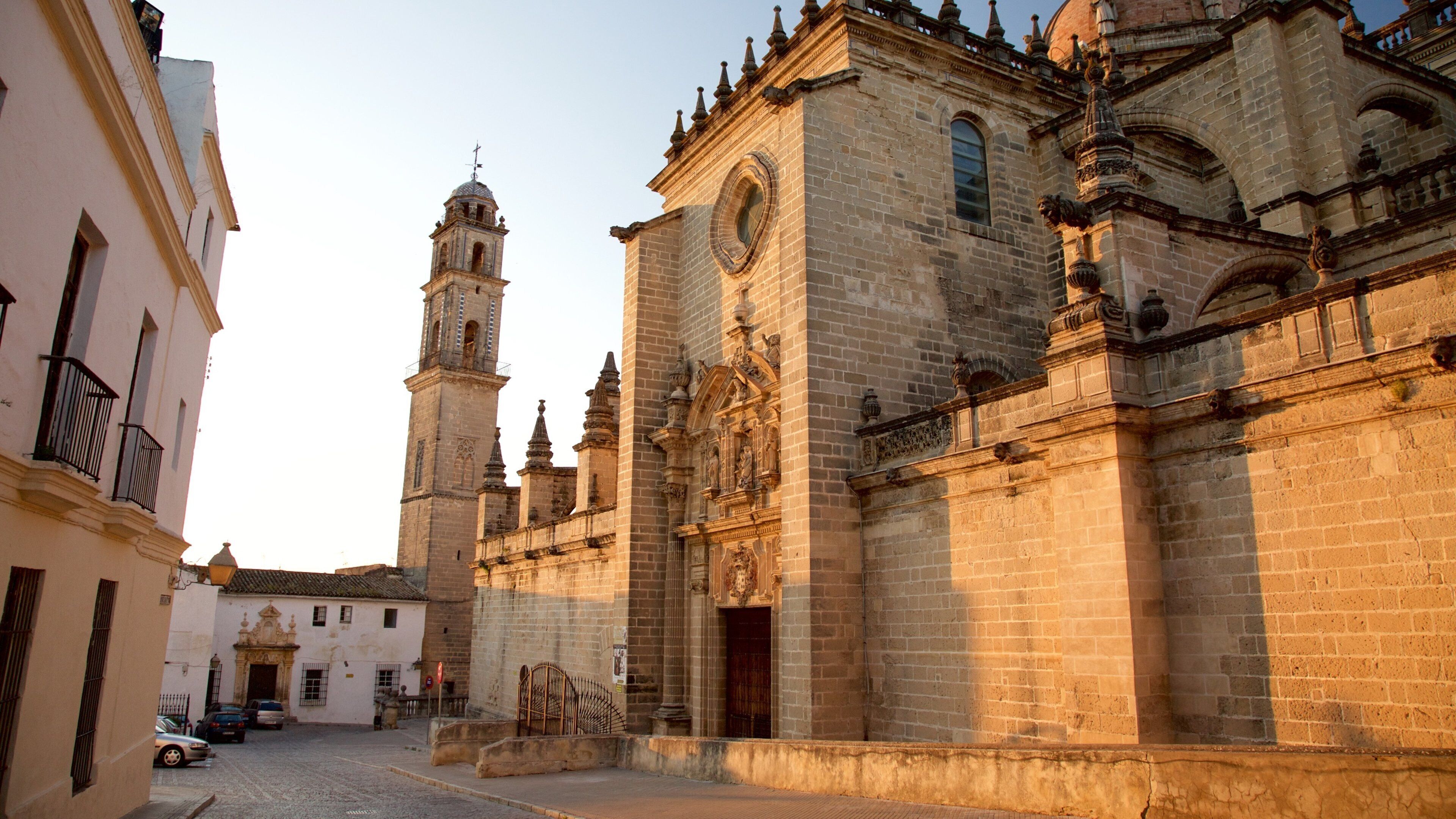 Cathédrale de Jerez montrant église ou cathédrale, petite ville ou village et scènes de rue